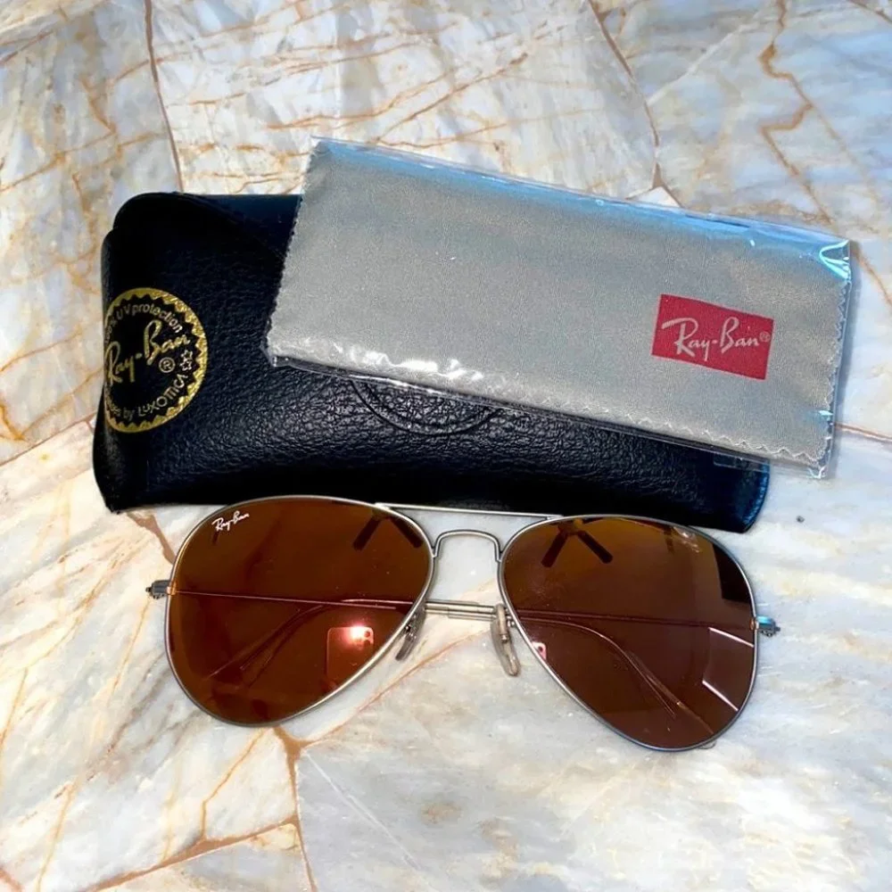 Ray-Ban Aviator‎ 3025 Gold Silver Large 58 Sunglasses